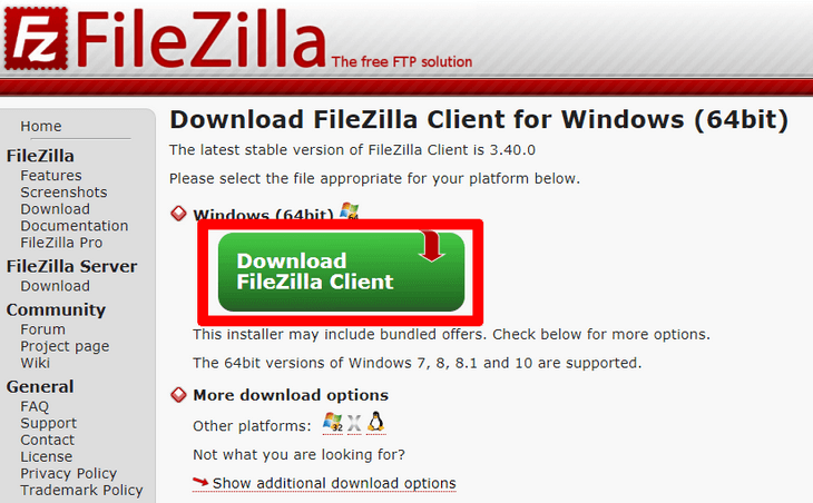 Официальный сайт FileZilla